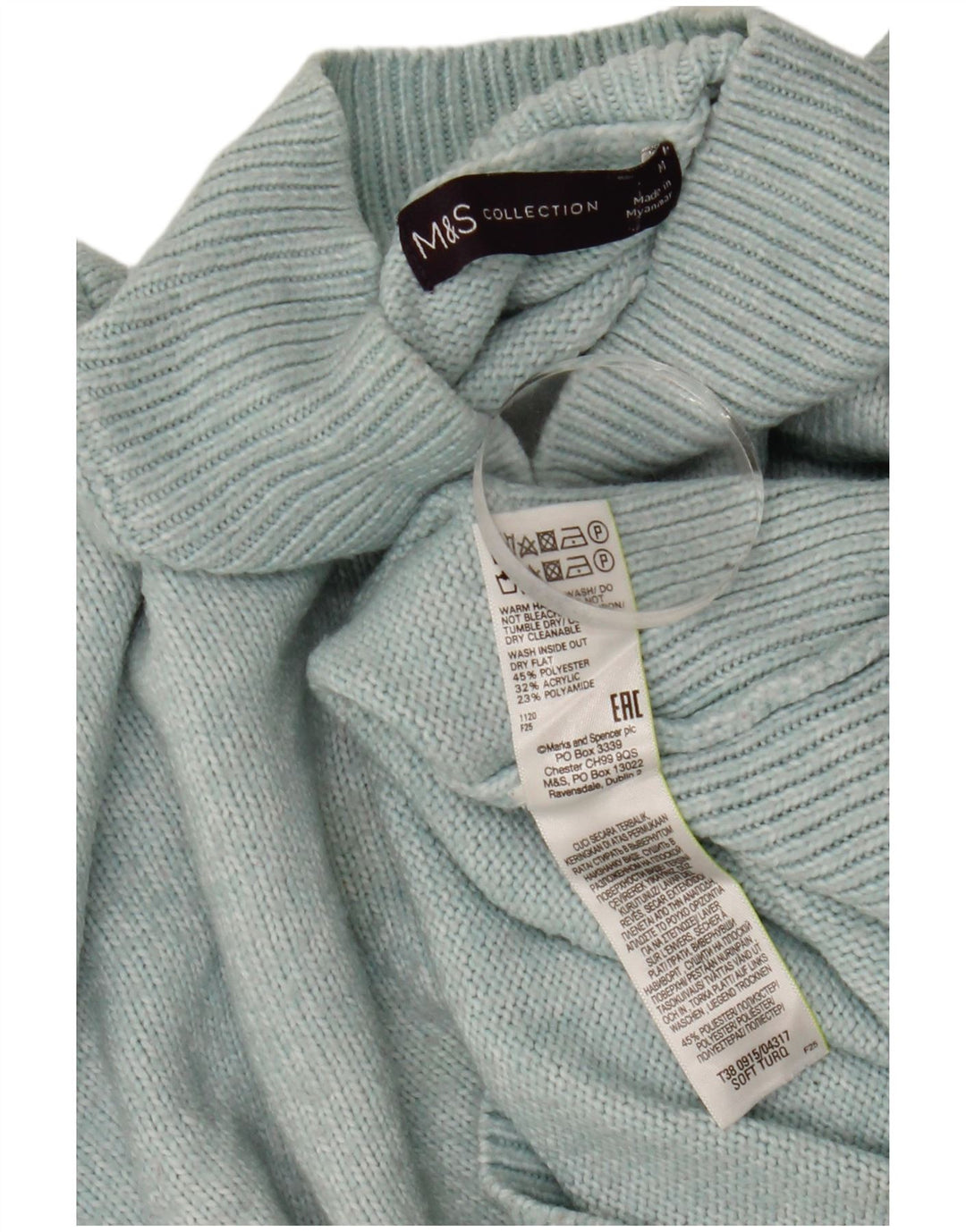 Marks & Spencer Damski sweter z golfem UK 14 Średni turkus