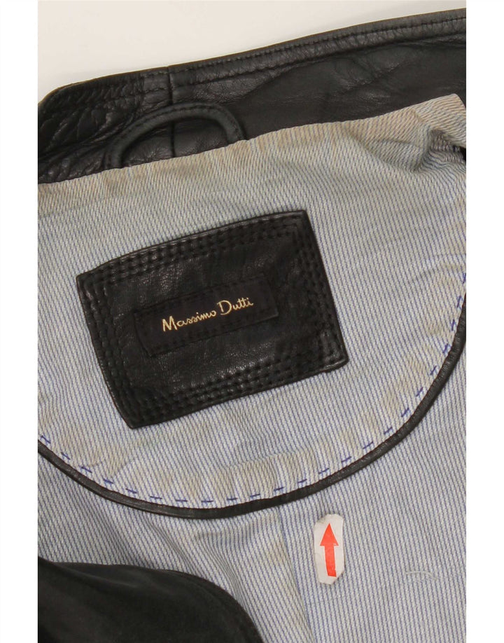 Kurtka skórzana damska Massimo Dutti Biker UK 10, mała czarna