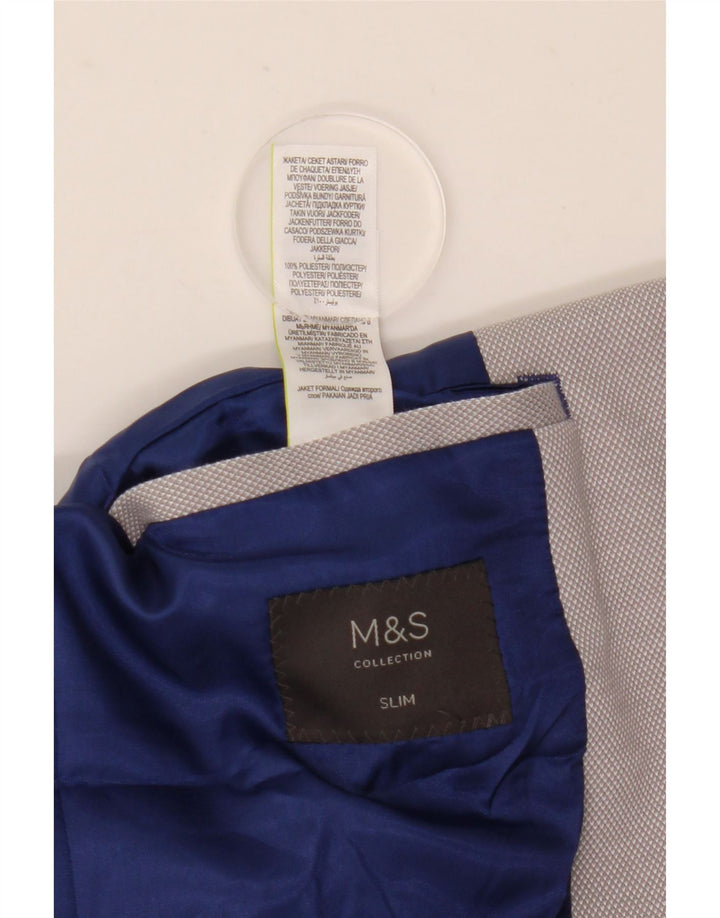 Marks & Spencer Męska marynarka zapinana na 2 guziki, UK 40, duża, szara, poliestrowa