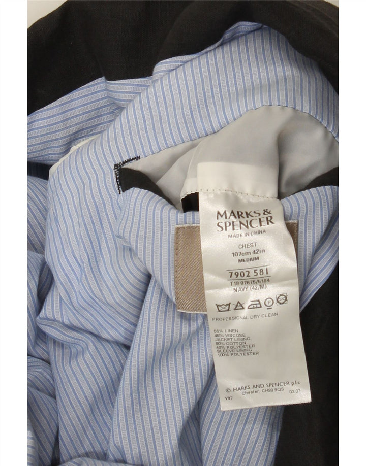 Marks & Spencer Męska marynarka zapinana na 2 guziki UK 42, duża, granatowa, lniana