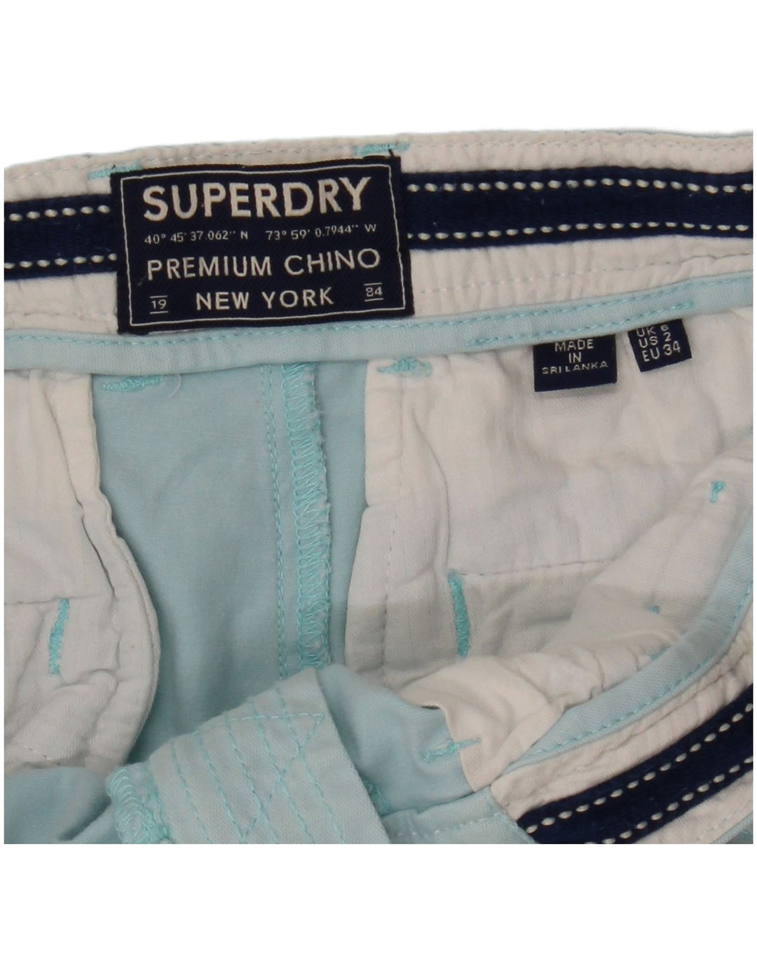 Damskie spodenki Chino SUPERDRY UK 6 XS W25 Niebieskie