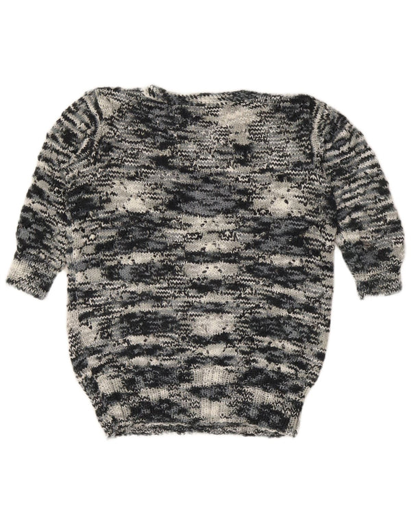 Sweter damski w stylu vintage z dekoltem w łódkę UK 12, średni szary