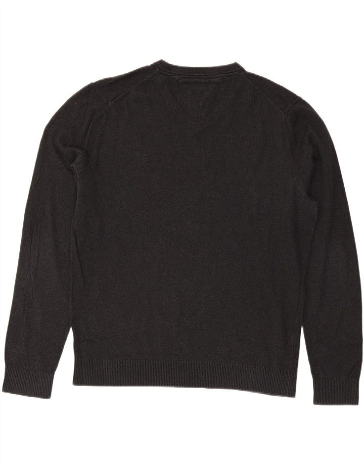 TOMMY HILFIGER Męski sweter z dekoltem w kształcie litery V XL, szara bawełna