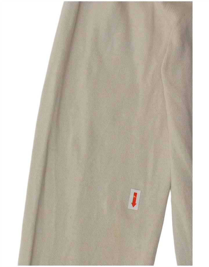 ZU ELEMENTS Mens V-Neck Jumper Sweater Large White Colourblock Cotton