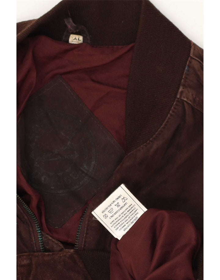 Vintage męska zamszowa kurtka bomber UK 42 XL brązowa skóra