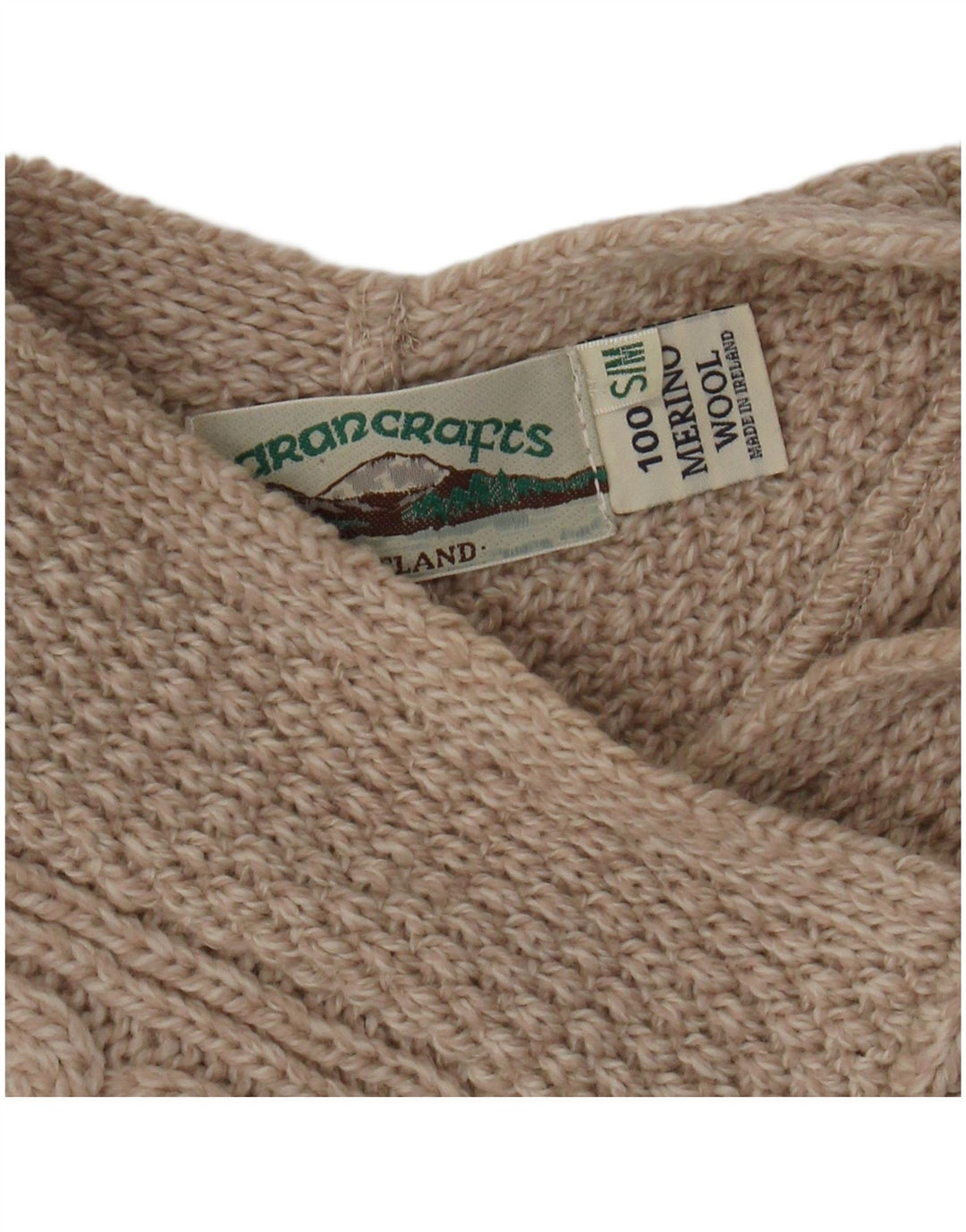 Damski sweter oversize Aran Crafts Poncho UK 10 Small Beżowa wełna Merino