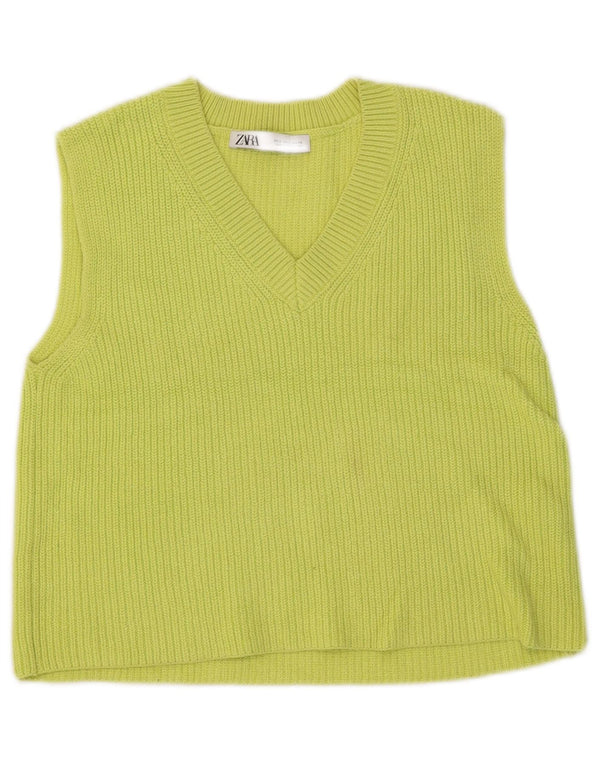 Damski podkoszulek Zara Crop Vest UK 10 Small, zielony, bawełniany
