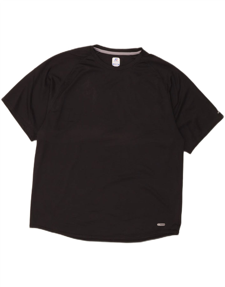 RUSSELL ATHLETIC Mens Dri-Power T-Shirt Top XL Black Polyester Vintage Russell Athletic and Second-Hand Russell Athletic from Messina Hembry 