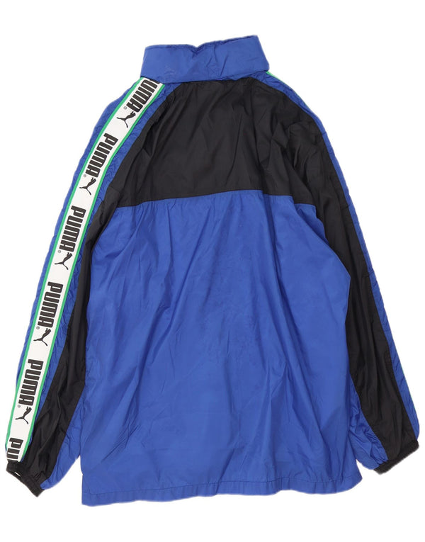 Męska kurtka przeciwdeszczowa Puma Graphic Loose Fit UK 42 XL Niebieski poliamid z blokami kolorów