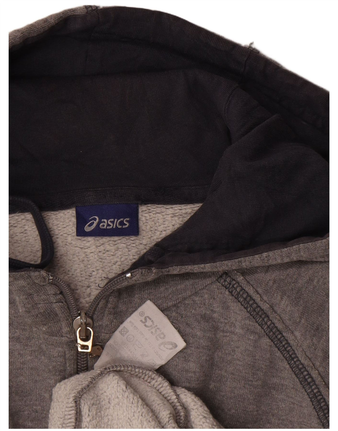 Męski sweter z kapturem i zamkiem błyskawicznym Asics, duży, szary, bawełniany
