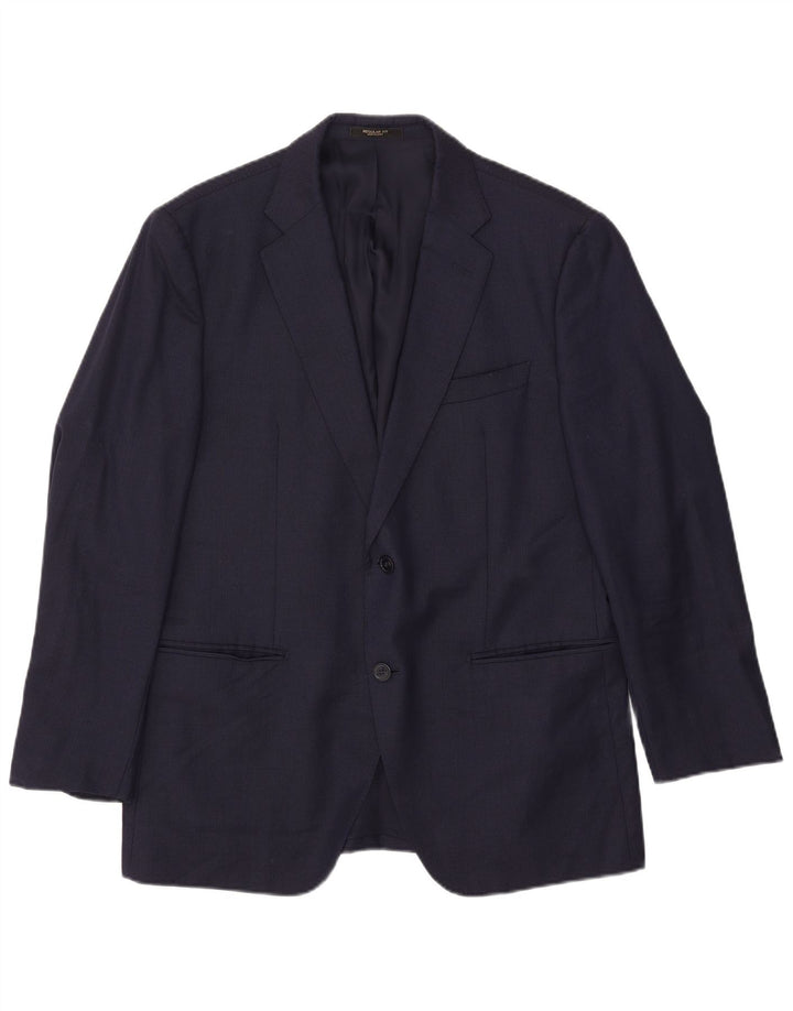 Męska marynarka zapinana na 2 guziki Massimo Dutti EU 54 XL Granatowa wełna