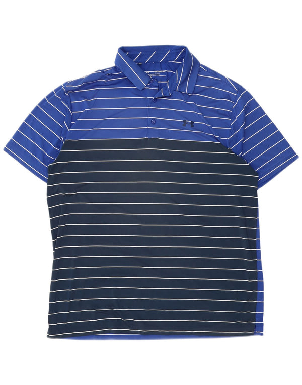 Męska koszulka polo Under Armour Heat Gear 2XL, poliester w granatowe paski