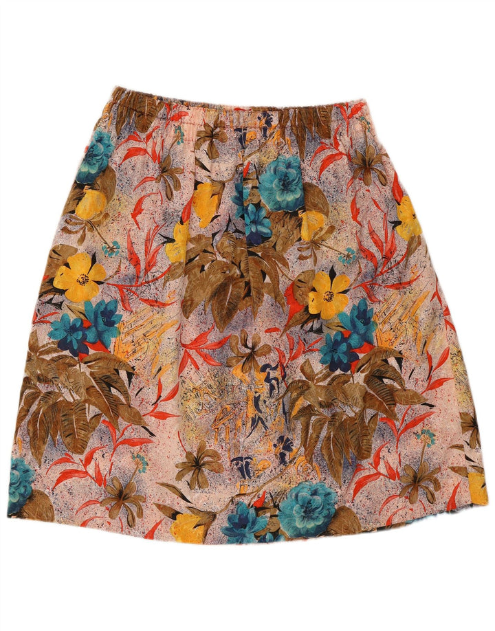 Vintage damska graficzna spódnica w kształcie litery A W30 Średnio wielobarwny kwiatowy