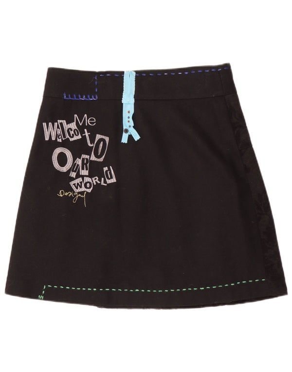 Damska spódnica w kształcie litery A Desigual EU 38 Medium W30 Czarna w kwiaty