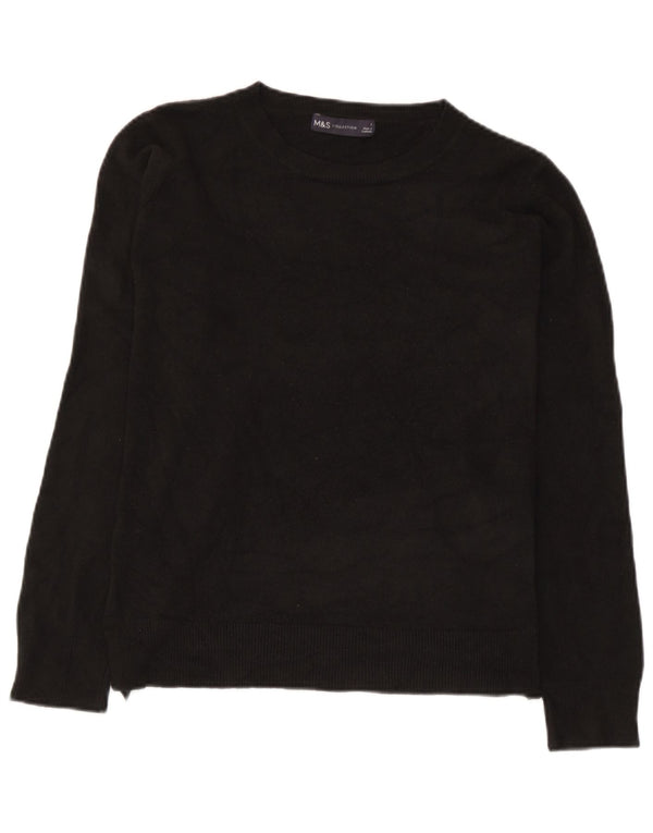 Marks & Spencer Damski sweter z dekoltem w łódkę, UK 8, mały, czarny, akrylowy