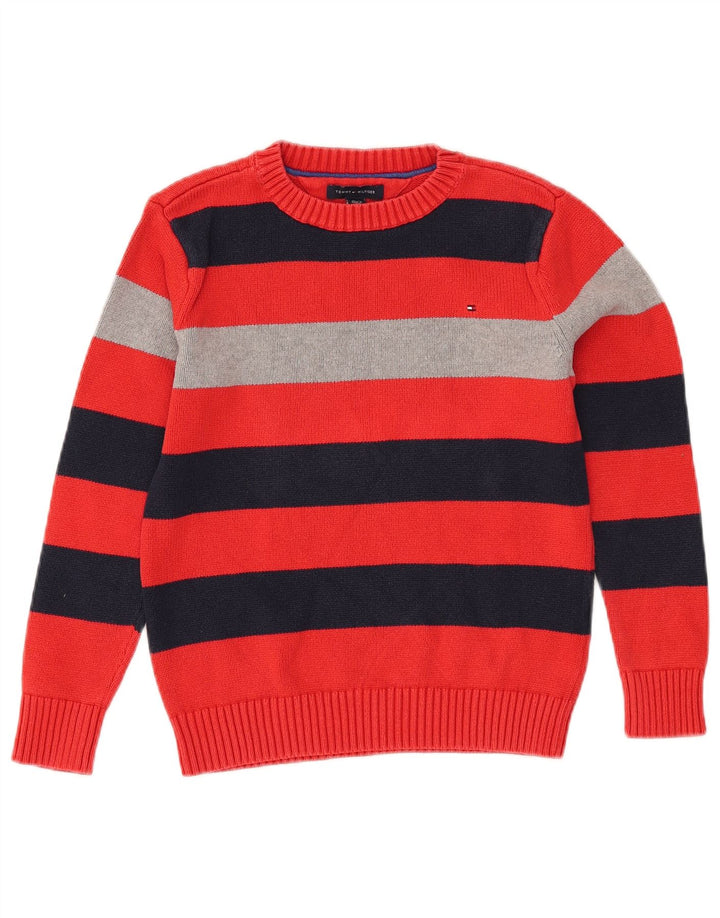 Sweter chłopięcy Tommy Hilfiger z okrągłym dekoltem, 8-9 lat, w średnie czerwone paski