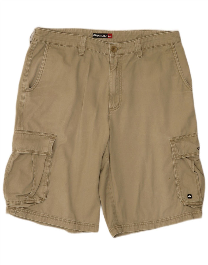 Męskie spodenki cargo Quiksilver W34, duże, bawełniane w kolorze khaki