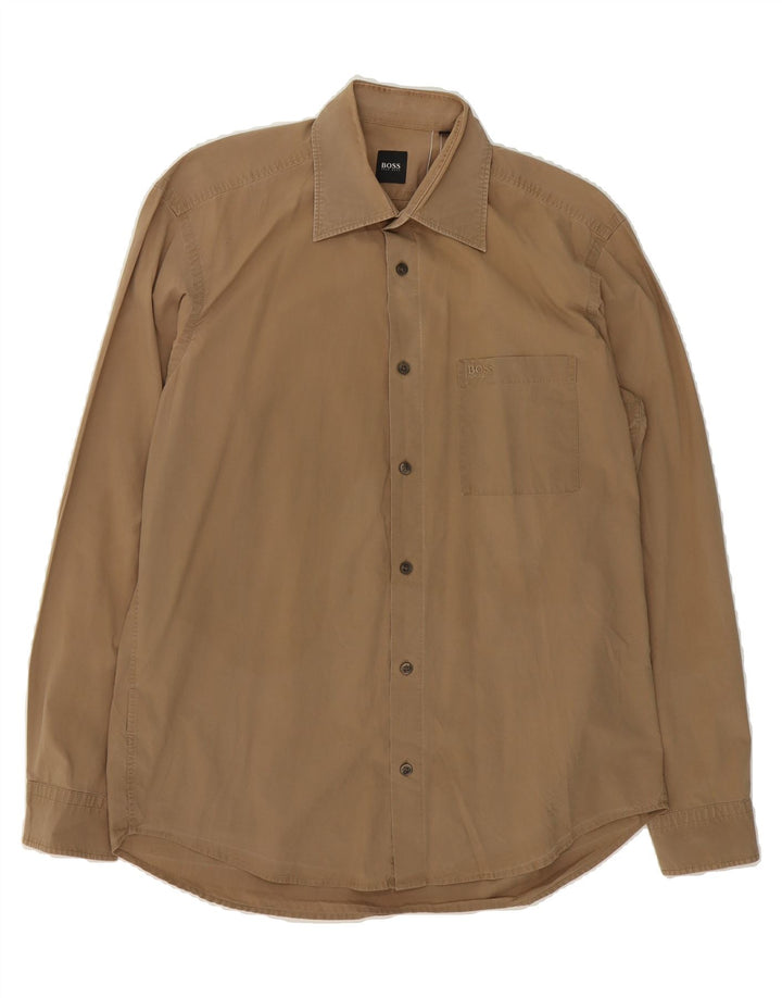 HUGO BOSS Mens Shirt Medium Brown Cotton Vintage Hugo Boss and Second-Hand Hugo Boss from Messina Hembry 