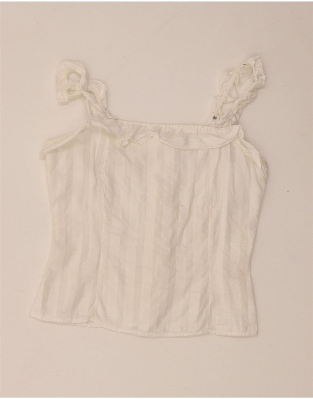 Vintage damski krótki top na ramiączkach UK 4 XS w białe paski