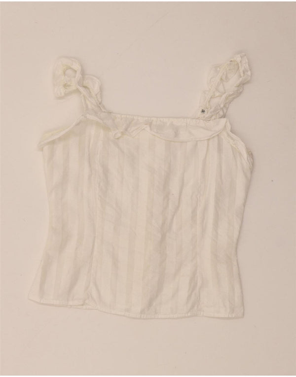 Vintage damski krótki top na ramiączkach UK 4 XS w białe paski