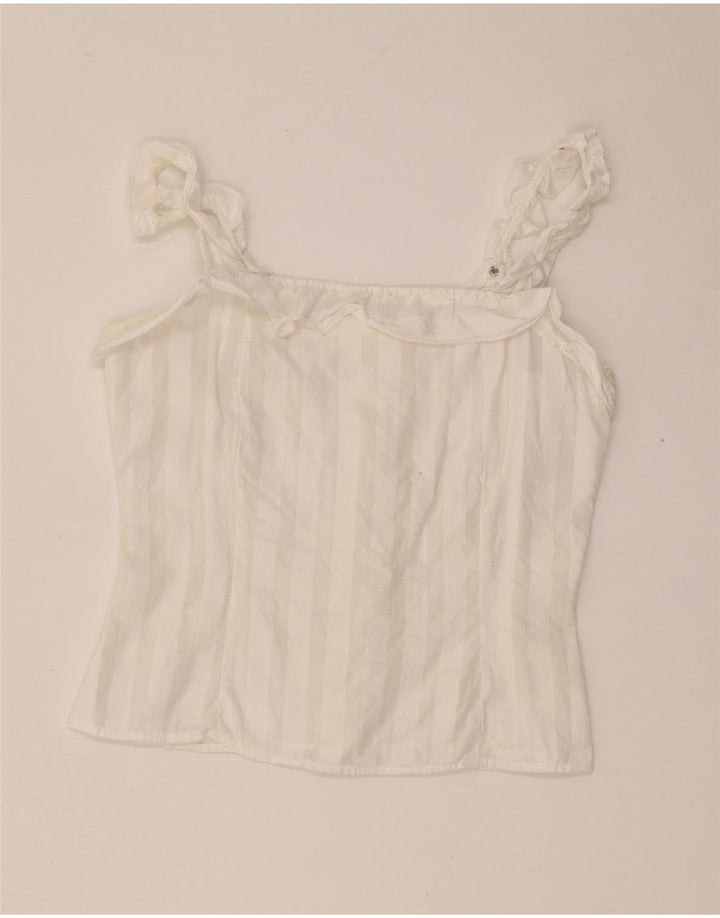 Vintage damski krótki top na ramiączkach UK 4 XS w białe paski