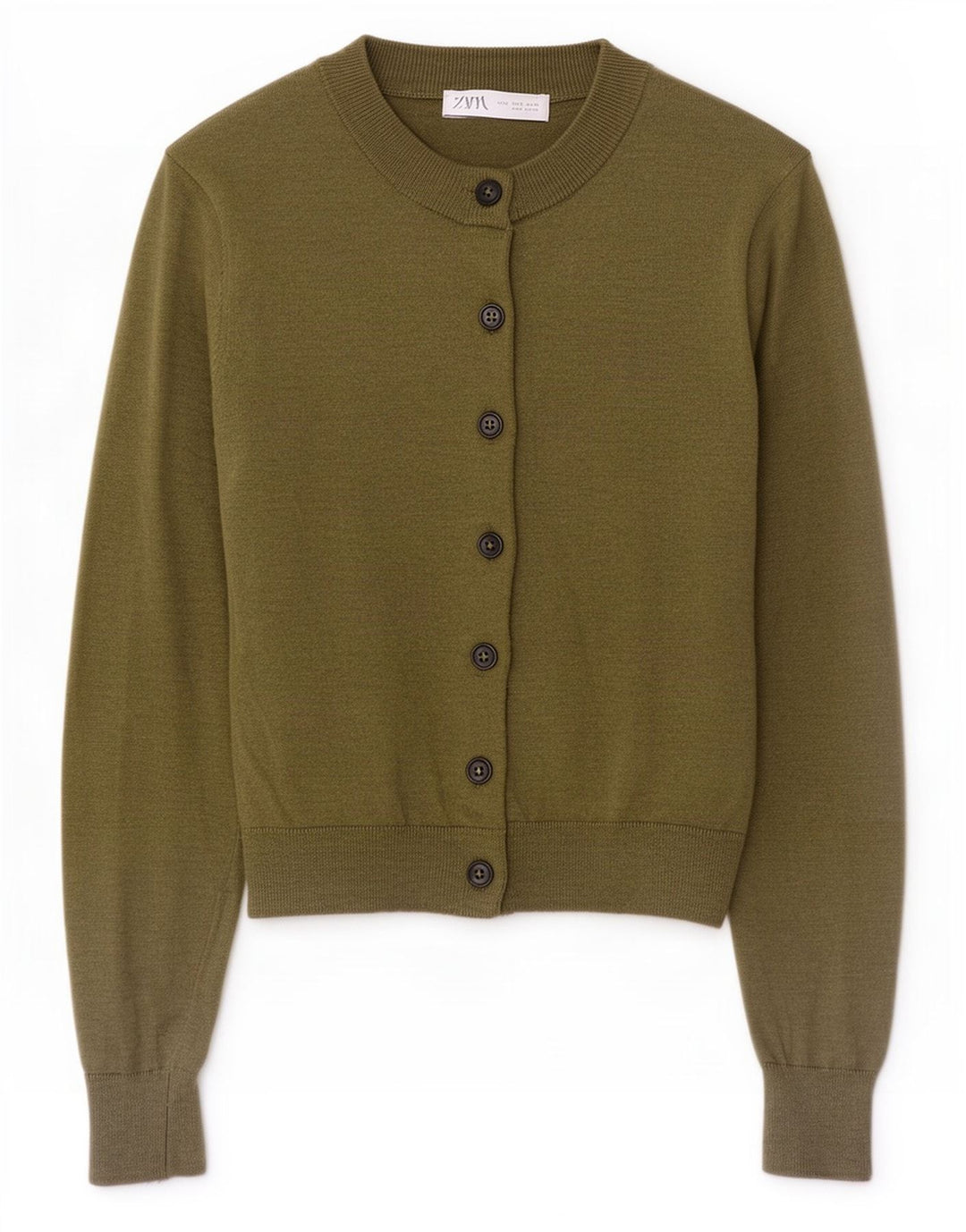 Sweter damski Zara Crop Cardigan UK 10 Small Khaki Poliamid