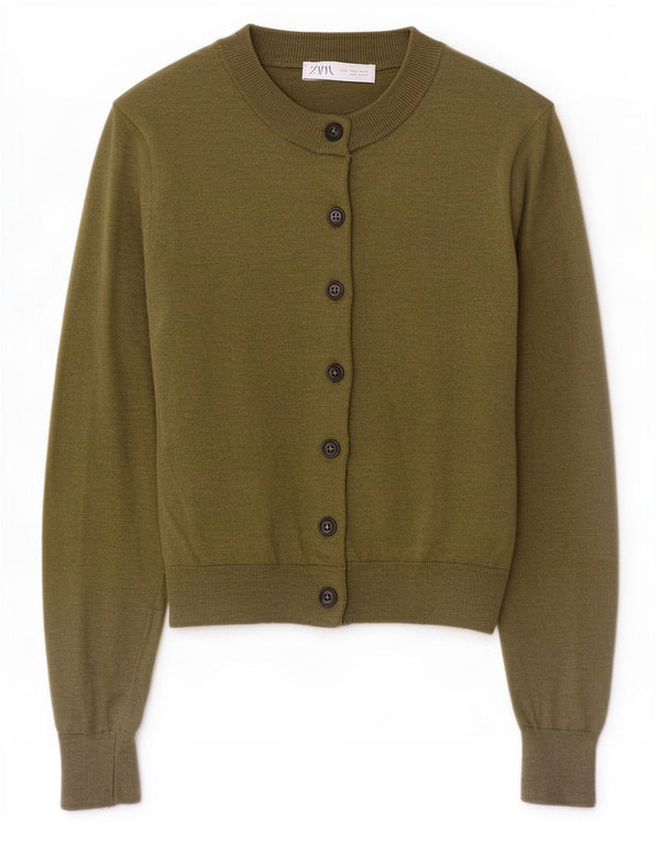 Sweter damski Zara Crop Cardigan UK 10 Small Khaki Poliamid