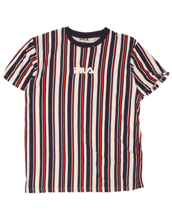 Męski T-shirt Fila z grafiką, mały, wielobarwny, bawełniany w paski