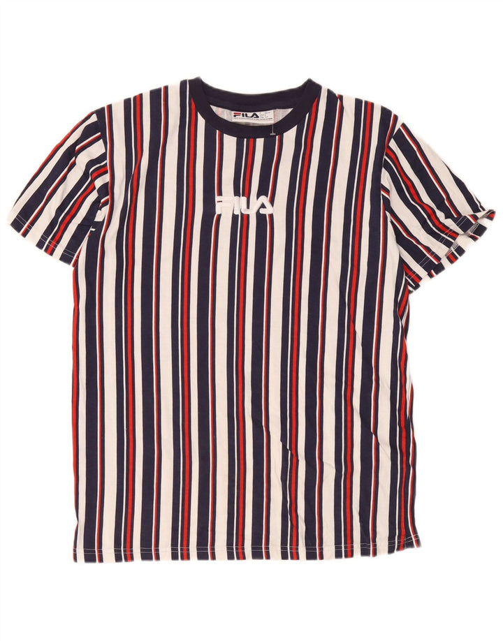 Męski T-shirt Fila z grafiką, mały, wielobarwny, bawełniany w paski