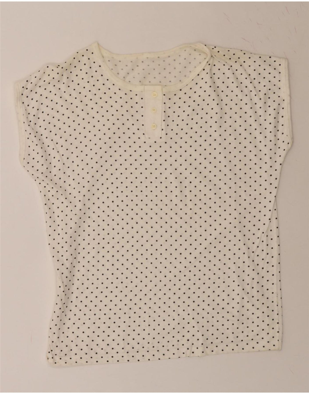 VINTAGE Womens Blouse Top UK 16 Large Off White Spotted Vintage Vintage and Second-Hand Vintage from Messina Hembry 