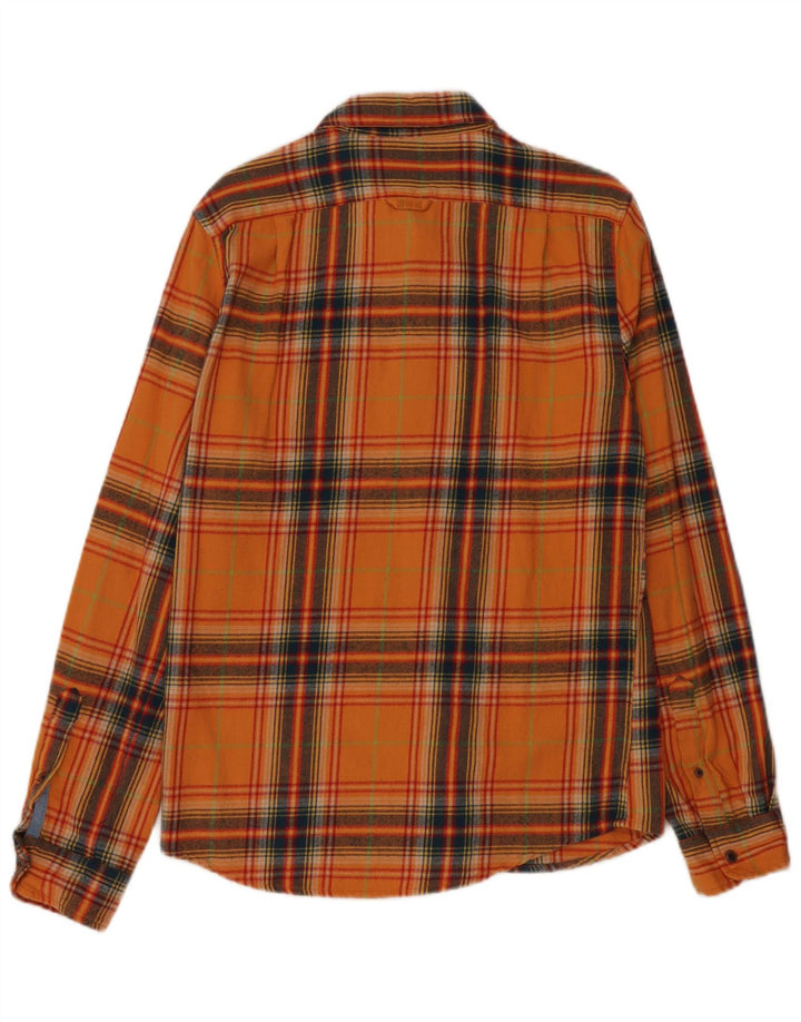 Męska koszula flanelowa Superdry, bawełniana w średnią pomarańczową kratę