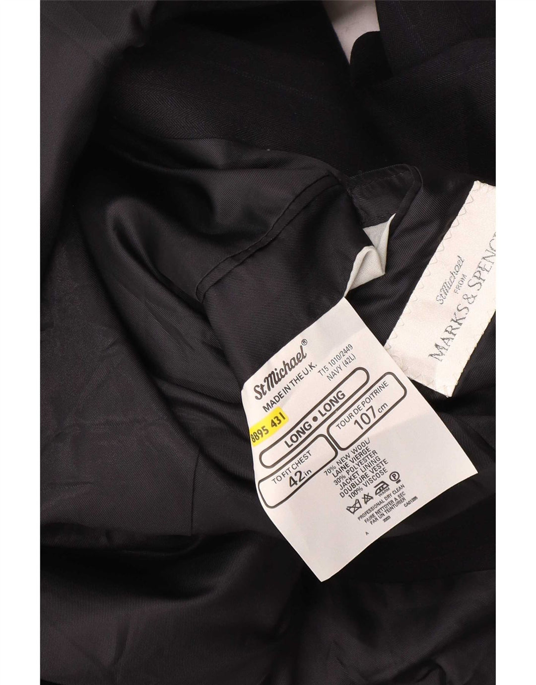 Męska marynarka Marks & Spencer Longline UK 42, duża granatowa w prążki