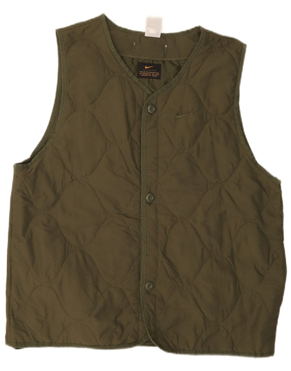 Męska pikowana kamizelka Nike Therma-Fit UK 36, mała, nylon w kolorze khaki