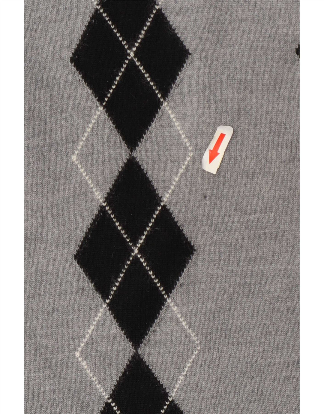 Sweter damski w stylu vintage z wywijanym dekoltem UK 14 Średni szary Argyle/Diament