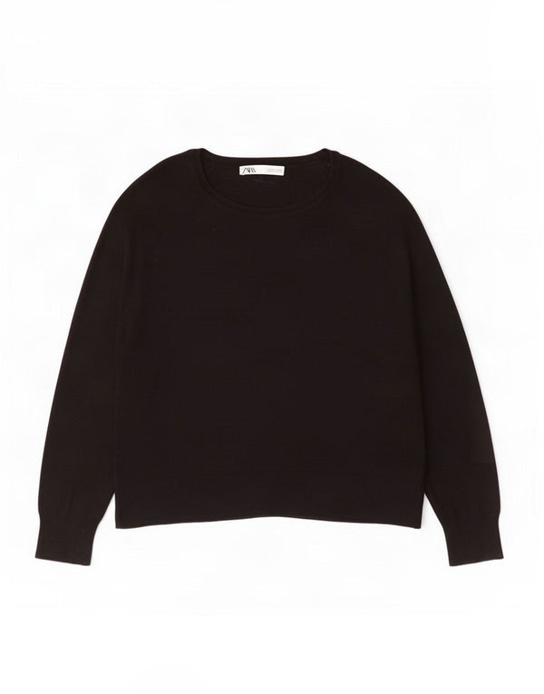 Damski sweter oversize z dekoltem w łódkę Zara UK 10 Small, czarna wiskoza