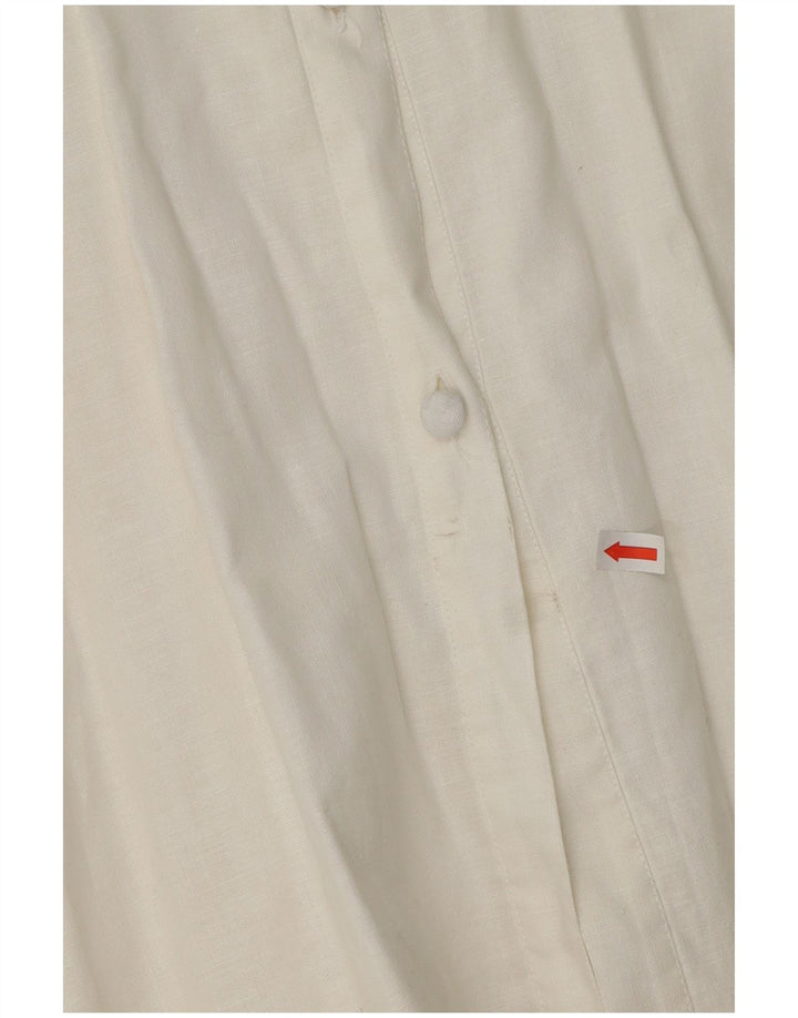 Damska bluzka koszulowa z rękawem 3/4 VINTAGE UK 14 Średniobiała w kwiaty