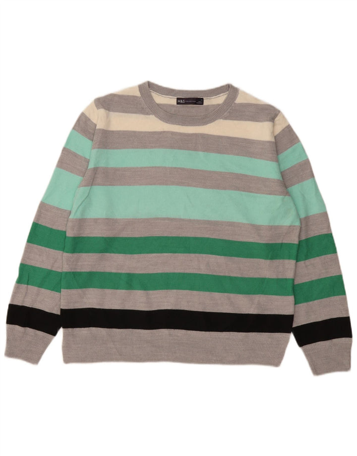 Marks & Spencer Damski sweter z okrągłym dekoltem UK 14 w średnie szare paski