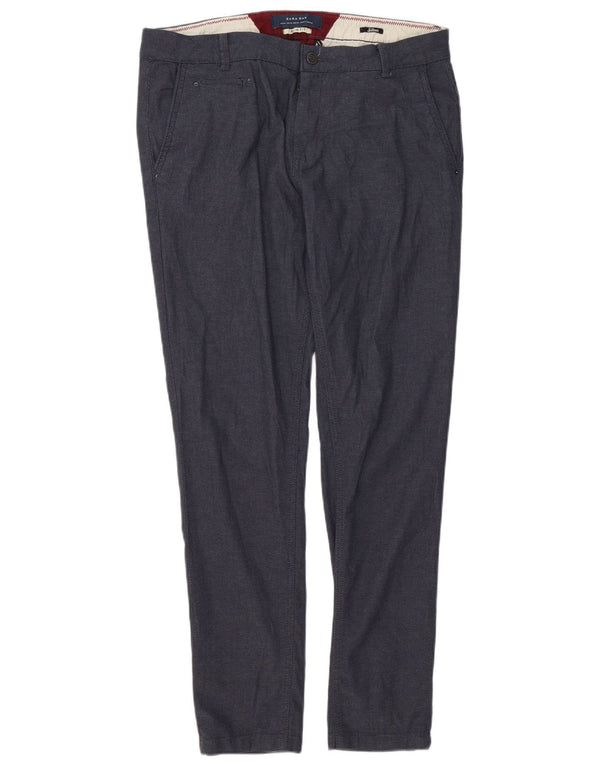 Męskie spodnie chino Zara Slim Fit EU 44 Large W34 L32 Granatowa bawełna