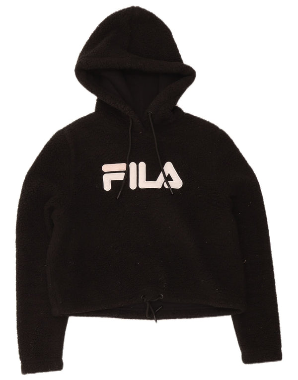 Damska bluza z kapturem Fila Oversized Fleece Graphic UK 10 Small Black
