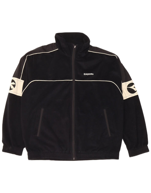 Diadora Męski graficzny welurowy pełny dres UK 40 w kolorze średniej czerni