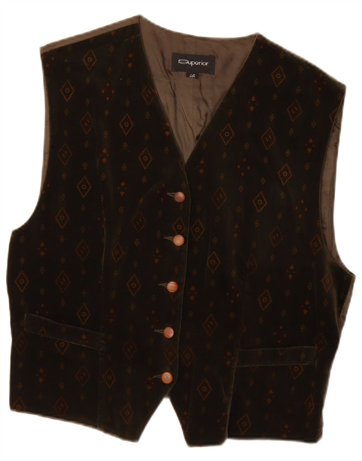 Doskonała kamizelka damska IT 46, duża, brązowa, geometryczna bawełna
