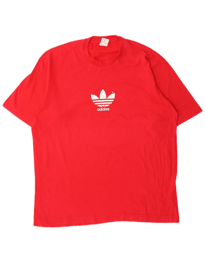 Męska koszulka z grafiką Adidas, duża, czerwona, bawełniana