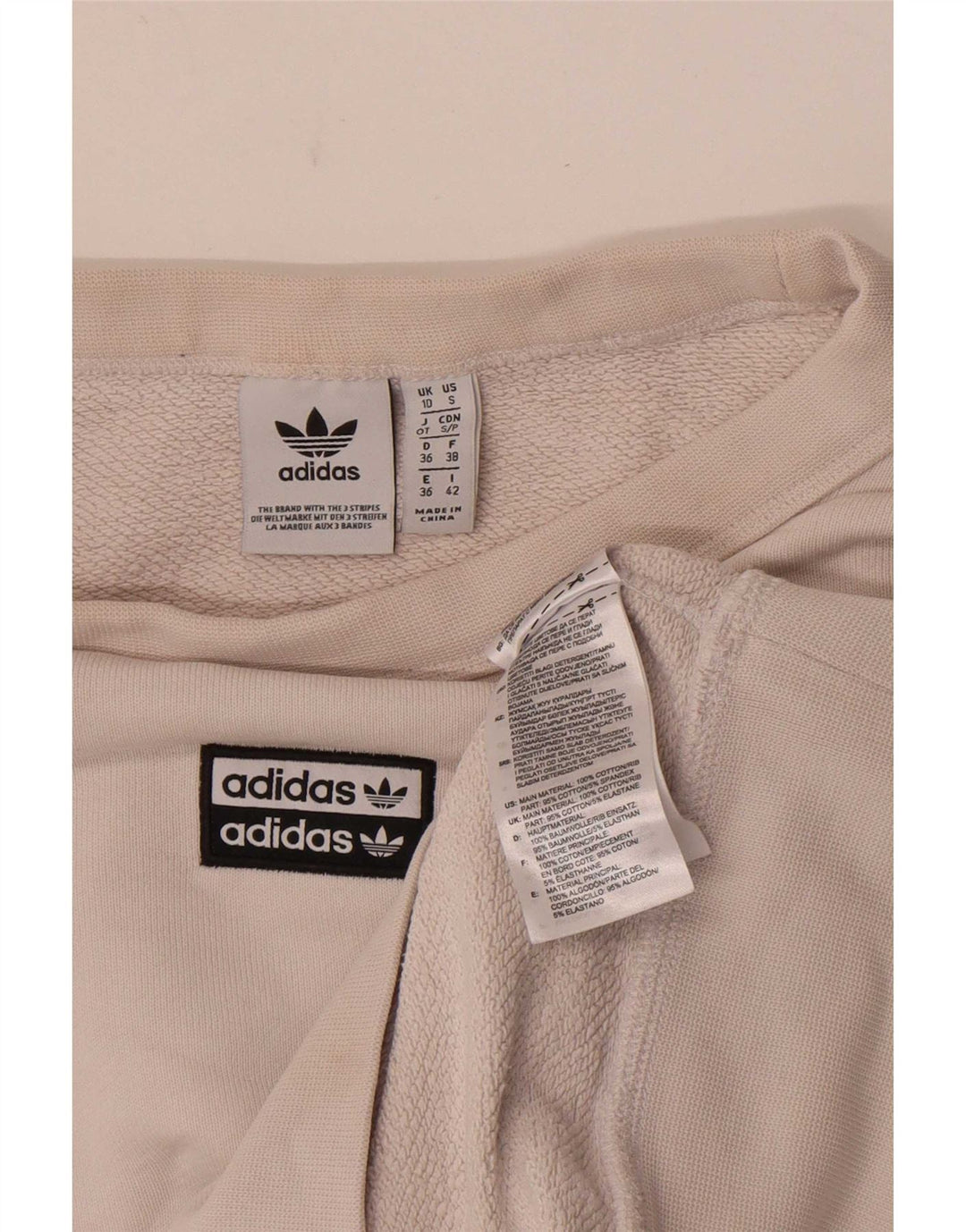 Bluza damska Adidas Oversized Sweter UK 10 Mała Biała Bawełna