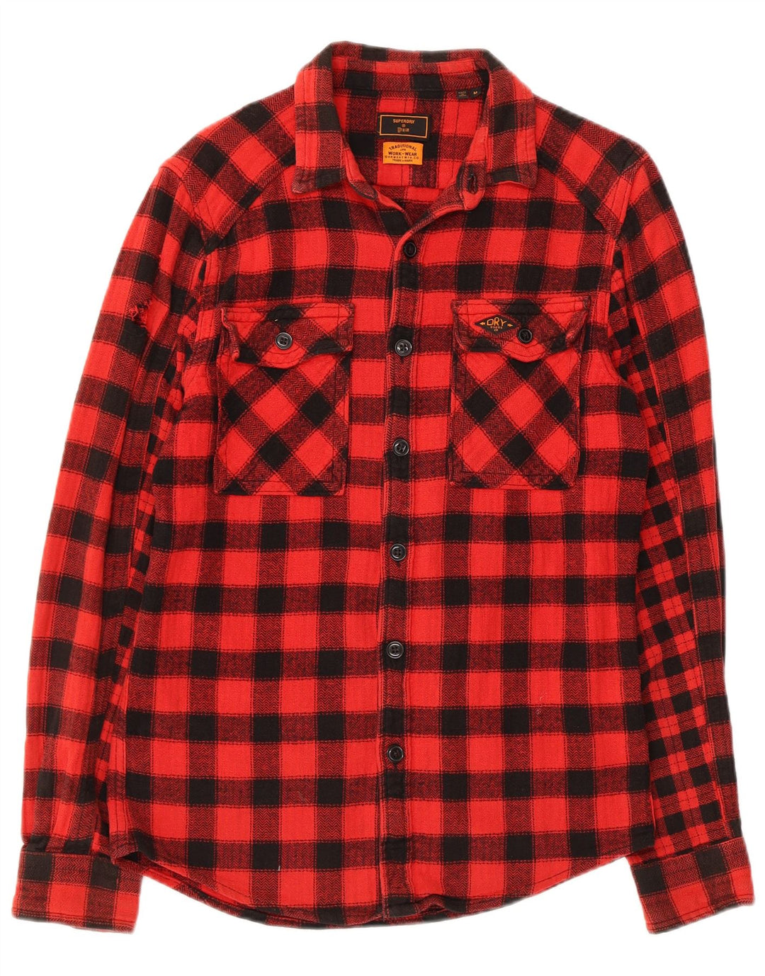 Męska koszula flanelowa drwal Superdry o dopasowanym kroju, średnia czerwona bawełniana kratka