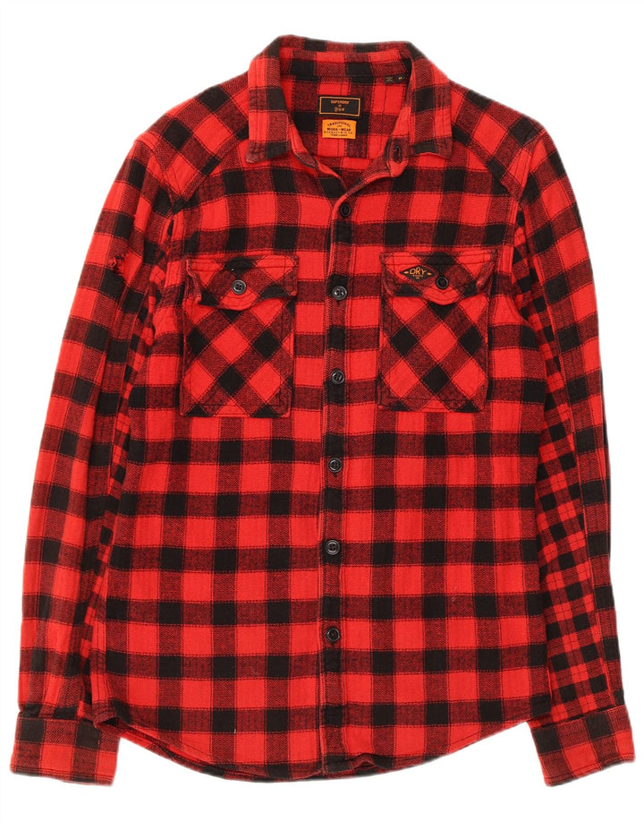 Męska koszula flanelowa drwal Superdry o dopasowanym kroju, średnia czerwona bawełniana kratka