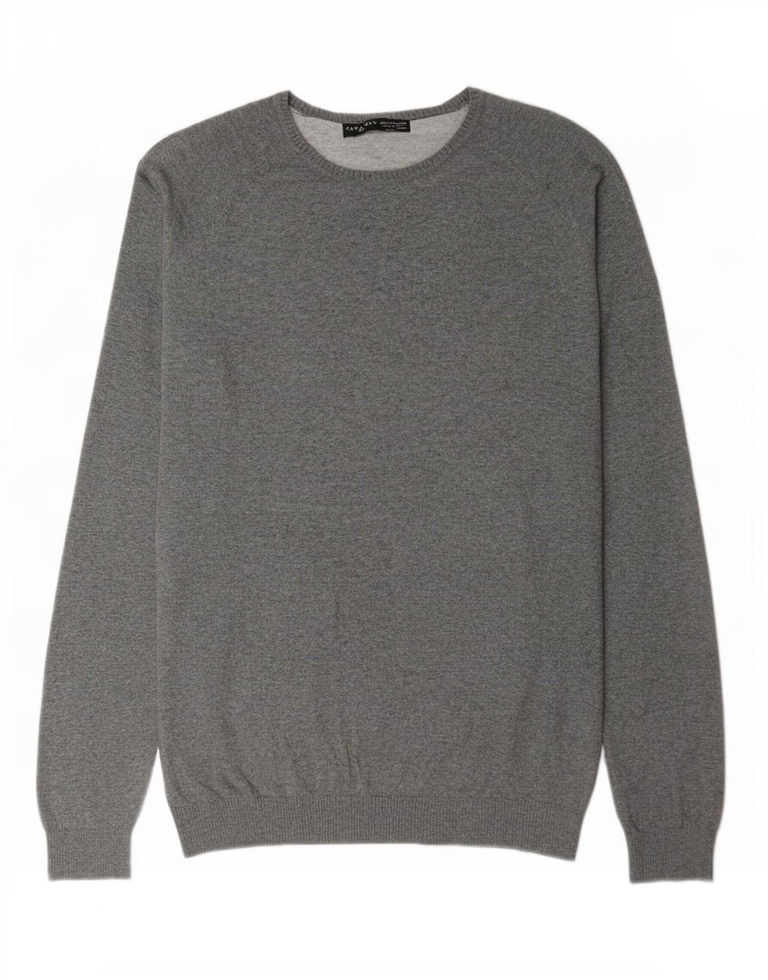 Męski sweter z okrągłym dekoltem Zara XL, szara bawełna