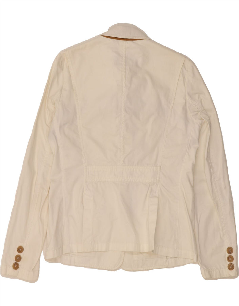 BURBERRY Womens 3 Button Blazer Jacket IT 40 Small White Cotton Vintage Burberry and Second-Hand Burberry from Messina Hembry 