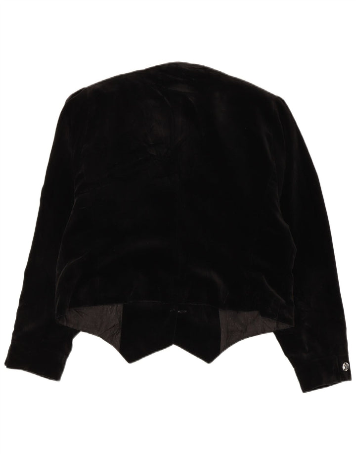 HAMMERSCHMID Damska aksamitna marynarka zapinana na 3 guziki EU 42, duża, czarna, bawełniana