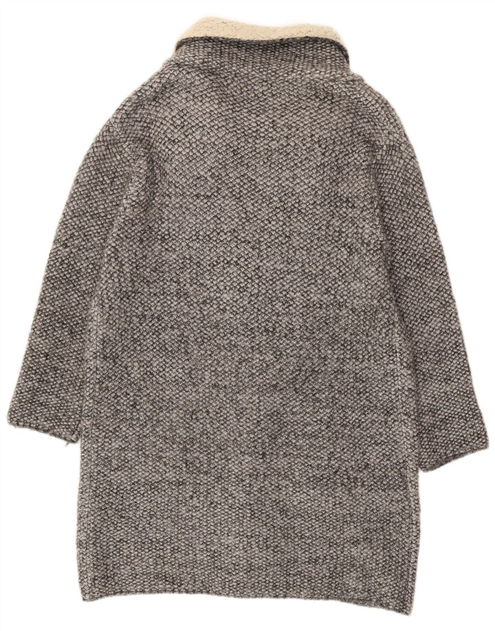 Damski płaszcz oversize, otwarty, oversize UK 14, akryl w kolorze średnioszarym