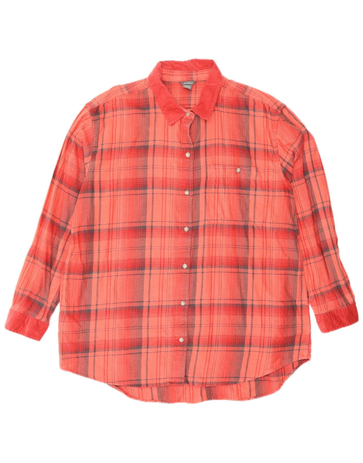 EDDIE BAUER Damska koszula flanelowa UK 16, duża, bawełniana w czerwoną kratę